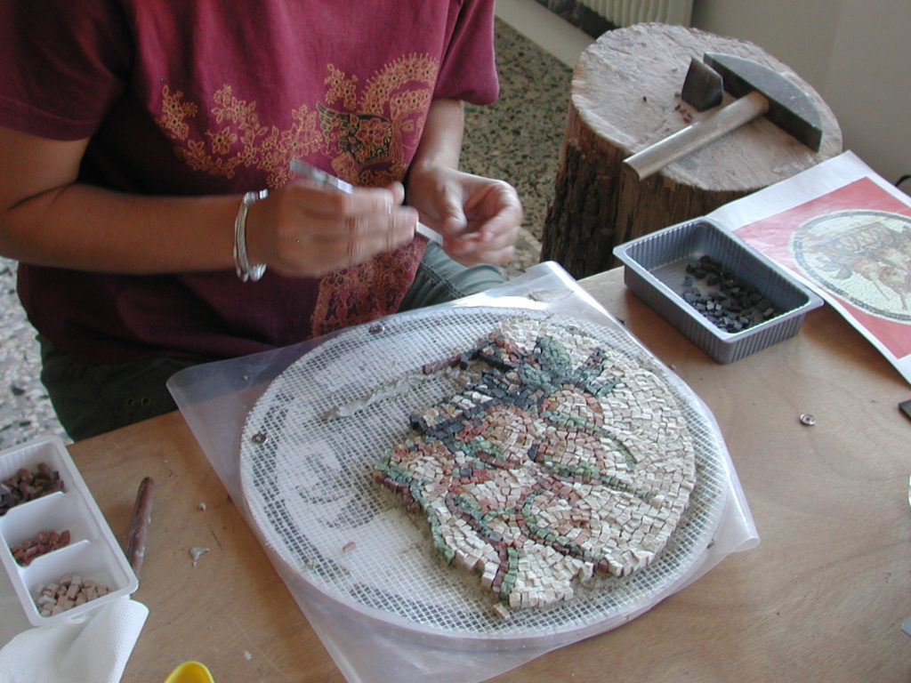 laying of the mosaic tiles